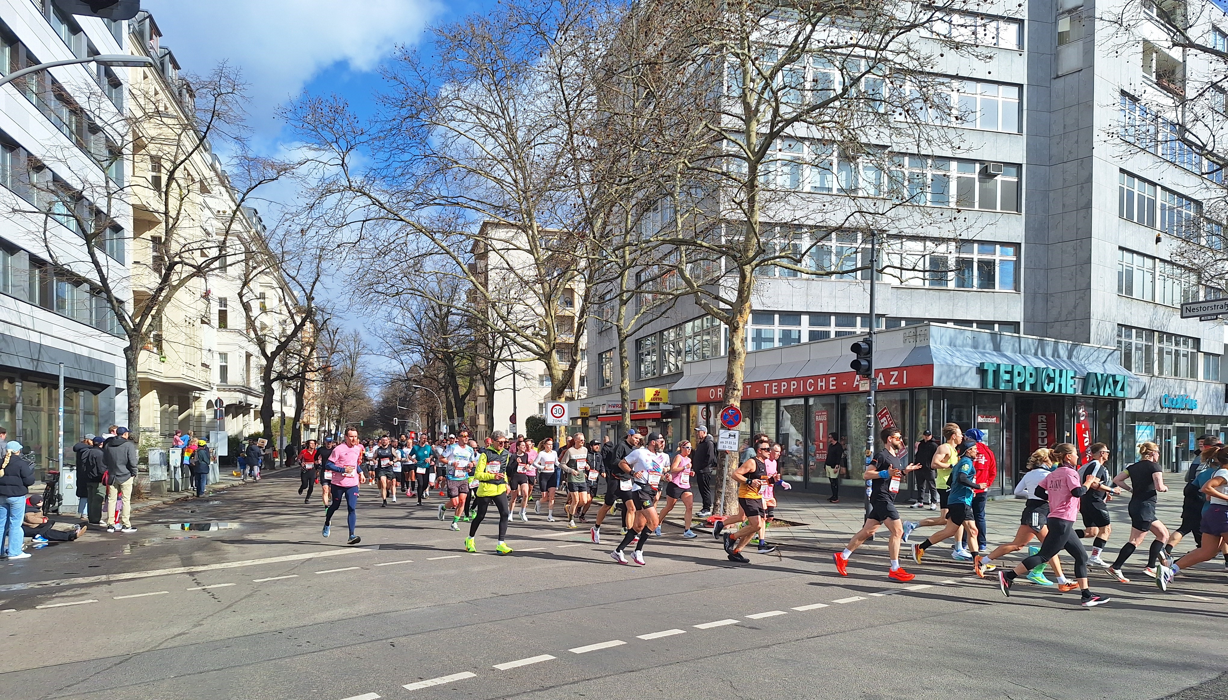 Runners on the 2026 Berlin Half Marathon course near Kurfürstendamm
